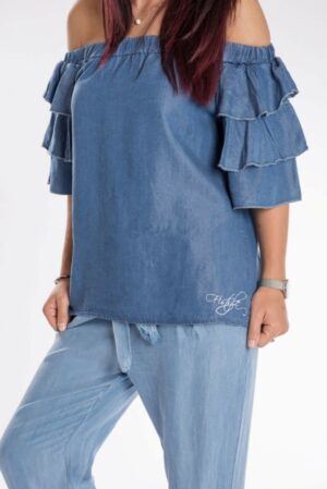 T-shirt Poncho Bleu Jeans